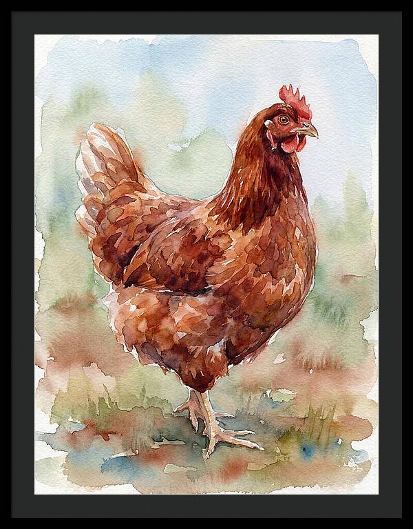 Hen In Watercolor Elegance
