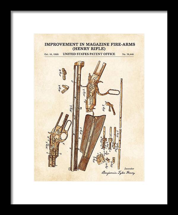 Henry Rifle Winchester Watercolor Patent Us30446