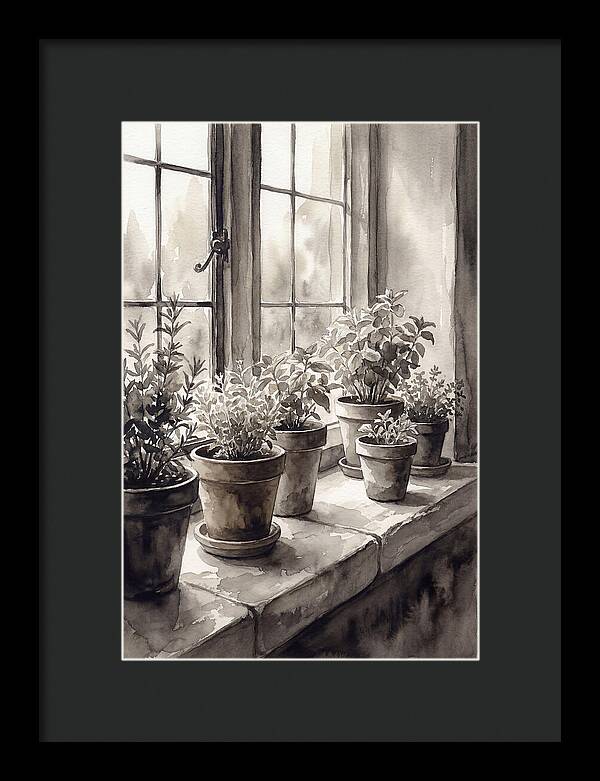 Herb Garden On Sunny Kitchen Windowsill