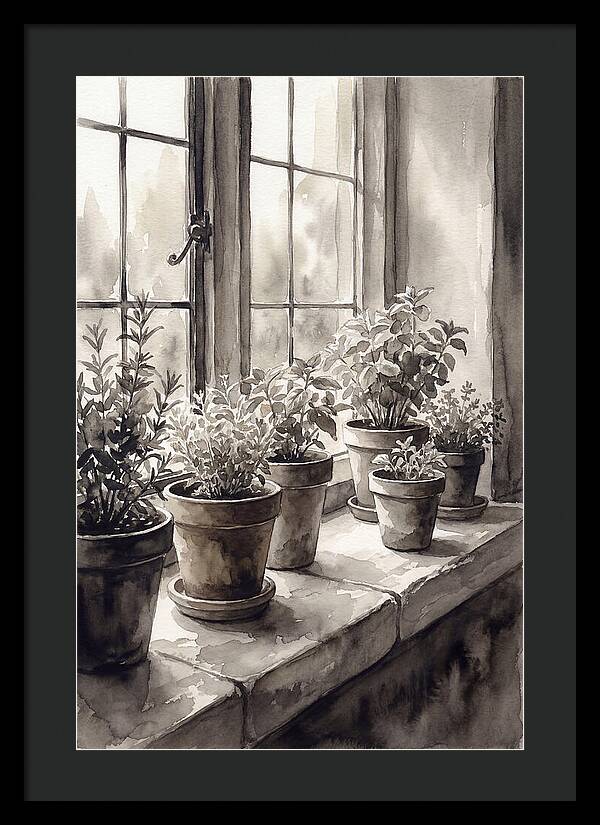 Herb Garden On Sunny Kitchen Windowsill