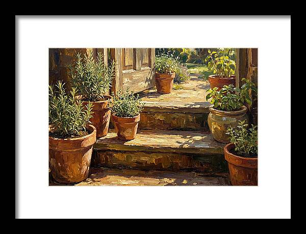 Herb Pots Bathed In Sunlight