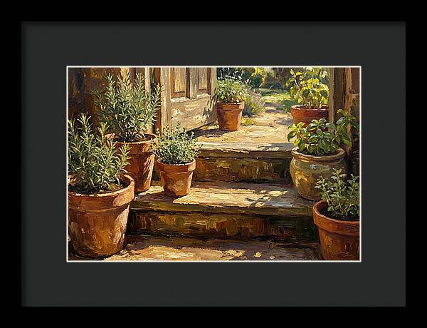 Herb Pots Bathed In Sunlight