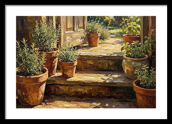 Herb Pots Bathed In Sunlight