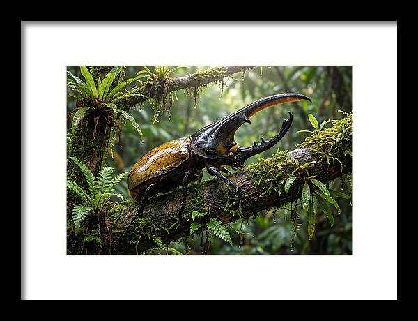 Hercules Beetle On Branch