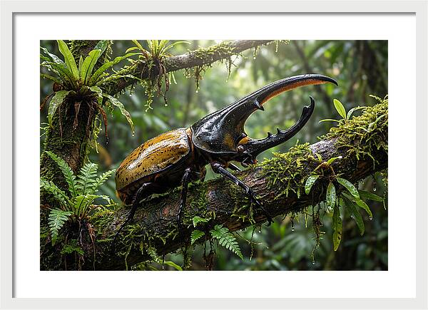 Hercules Beetle On Branch
