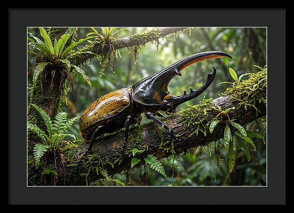 Hercules Beetle On Branch