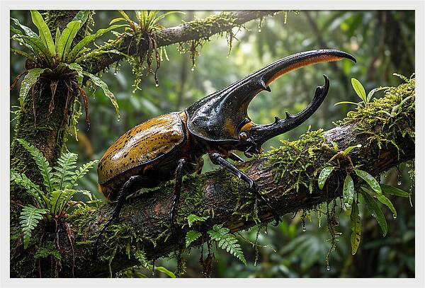 Hercules Beetle On Branch
