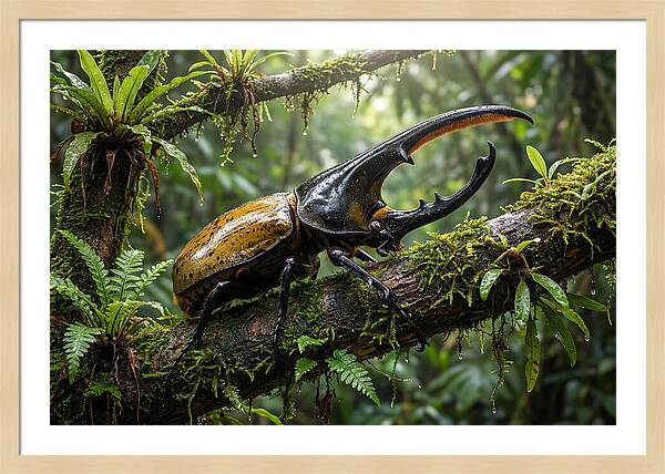 Hercules Beetle On Branch