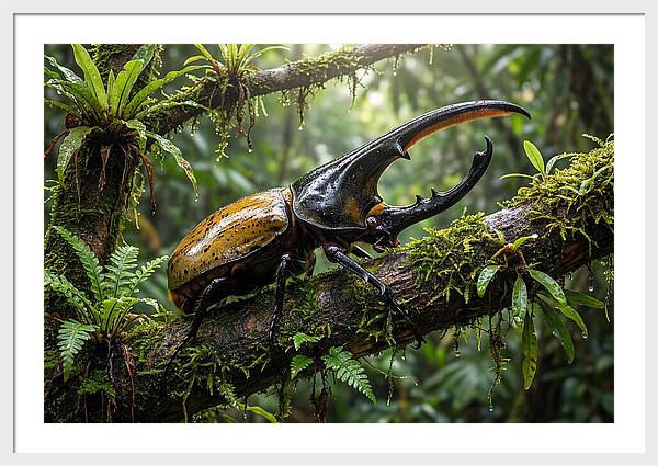 Hercules Beetle On Branch
