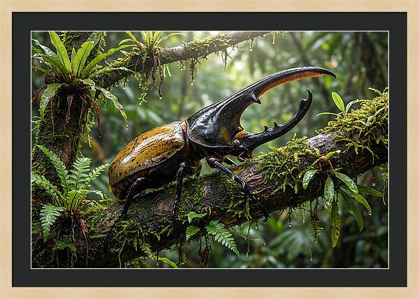 Hercules Beetle On Branch