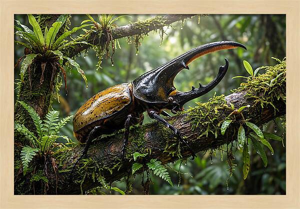 Hercules Beetle On Branch