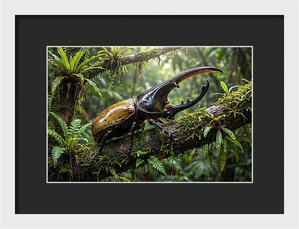 Hercules Beetle On Branch