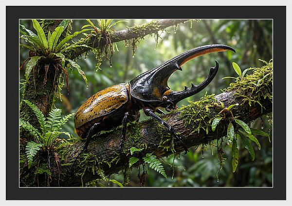 Hercules Beetle On Branch