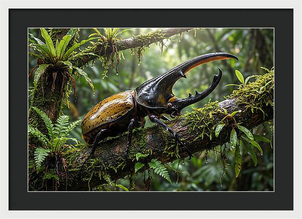 Hercules Beetle On Branch