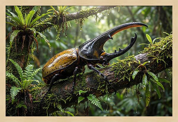 Hercules Beetle On Branch