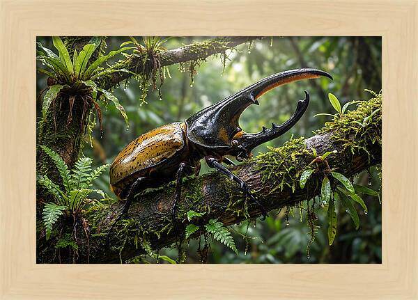 Hercules Beetle On Branch
