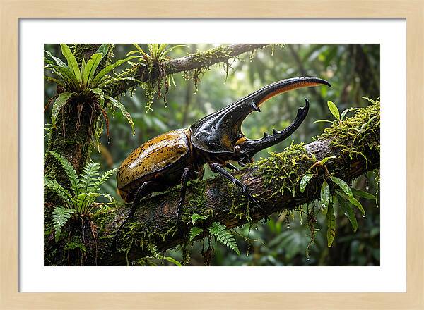 Hercules Beetle On Branch