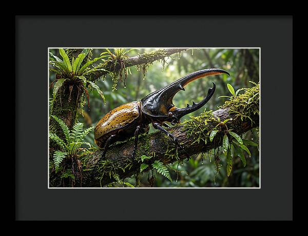 Hercules Beetle On Branch