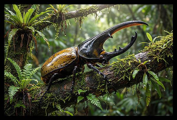 Hercules Beetle On Branch