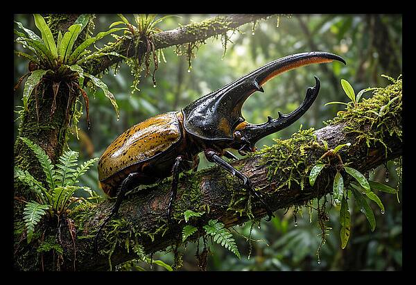 Hercules Beetle On Branch