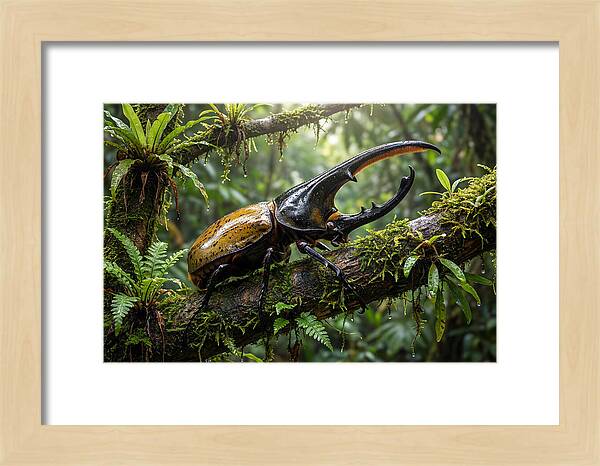 Hercules Beetle On Branch