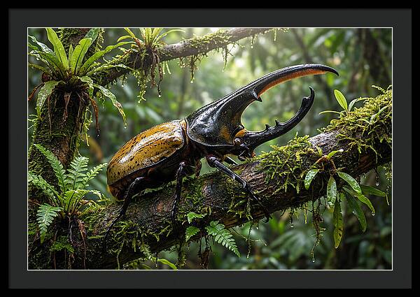 Hercules Beetle On Branch