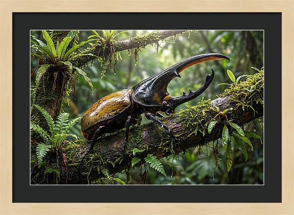 Hercules Beetle On Branch