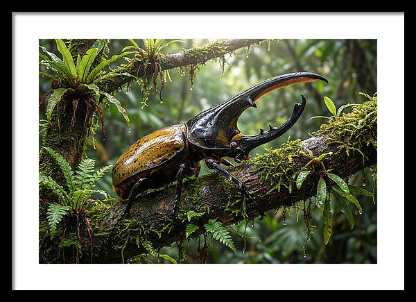 Hercules Beetle On Branch