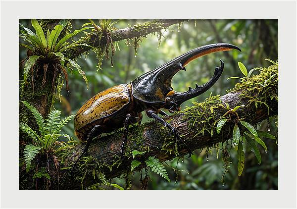 Hercules Beetle On Branch