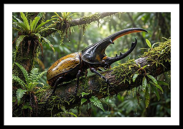 Hercules Beetle On Branch