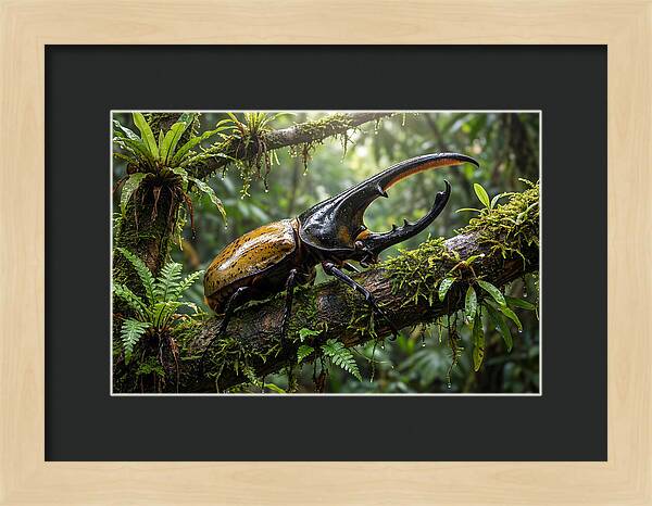 Hercules Beetle On Branch