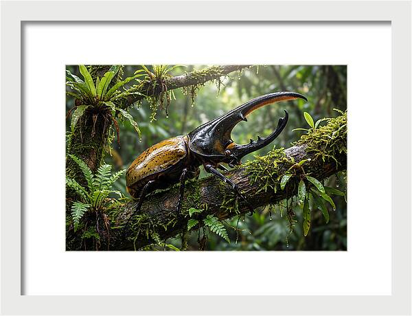 Hercules Beetle On Branch