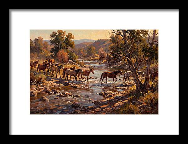 Herd Of Horses Crossing A River