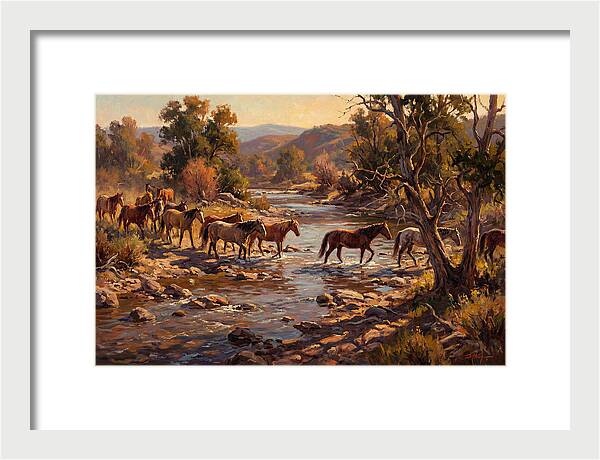 Herd Of Horses Crossing A River