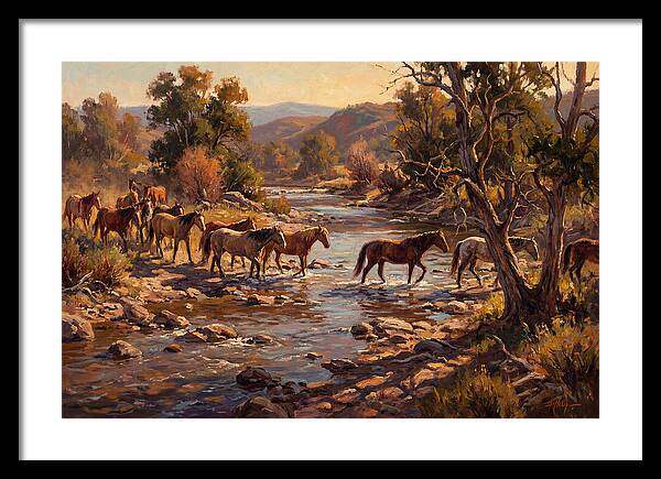 Herd Of Horses Crossing A River