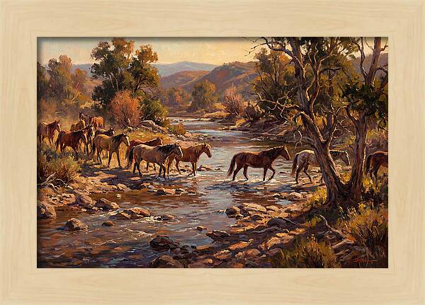 Herd Of Horses Crossing A River