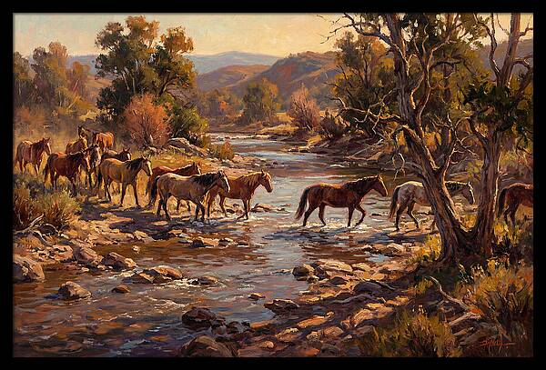 Herd Of Horses Crossing A River