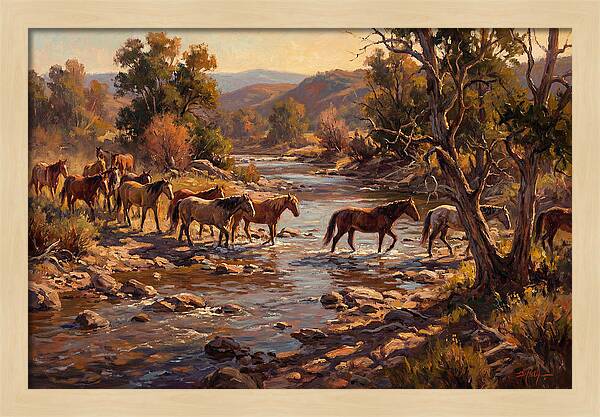 Herd Of Horses Crossing A River
