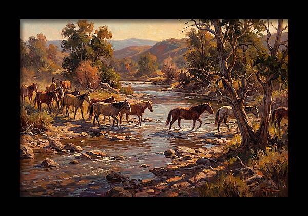 Herd Of Horses Crossing A River