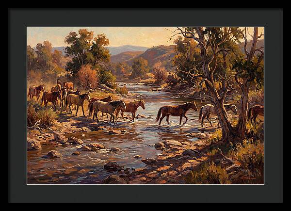 Herd Of Horses Crossing A River