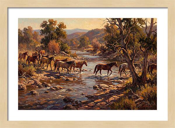 Herd Of Horses Crossing A River