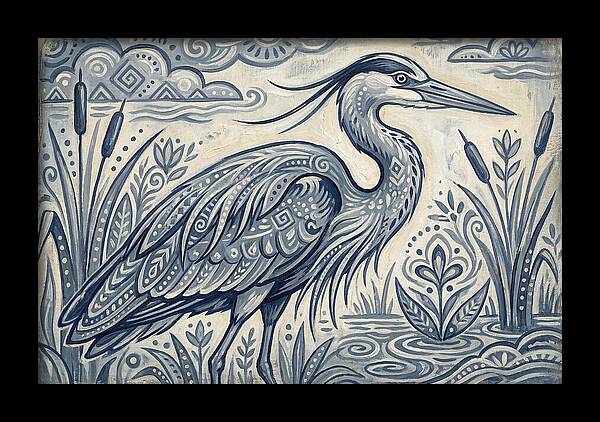 Heron In Folk Style