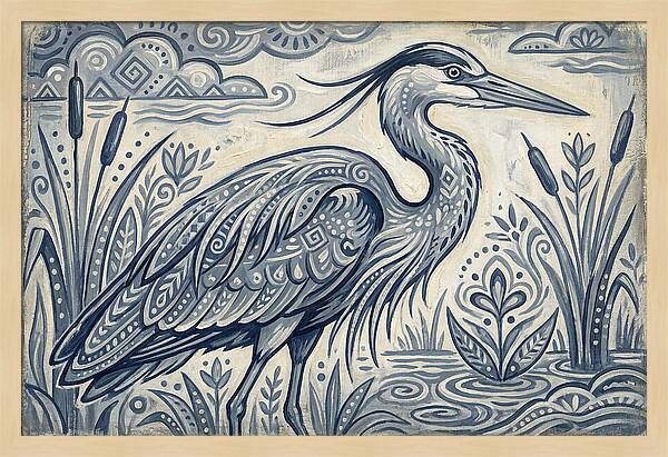 Heron In Folk Style