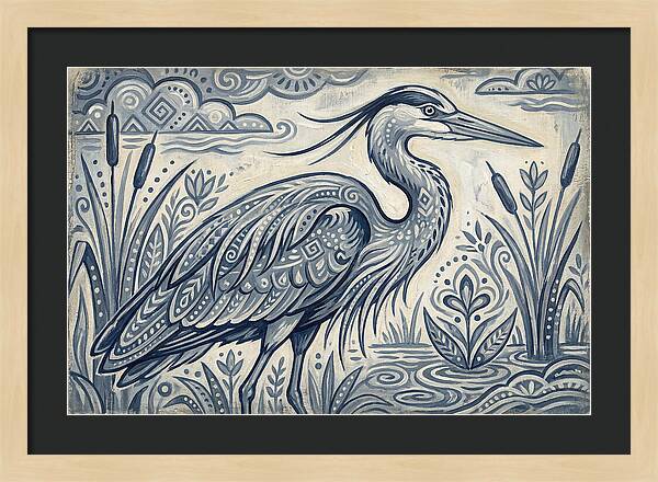 Heron In Folk Style