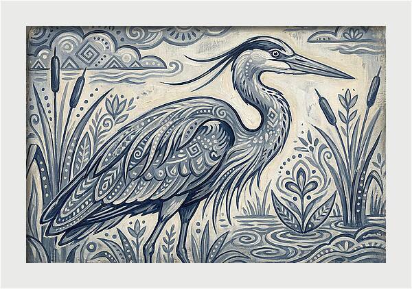 Heron In Folk Style