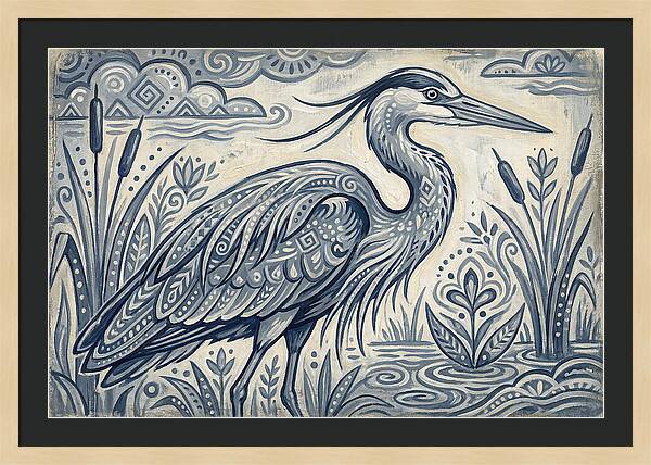Heron In Folk Style