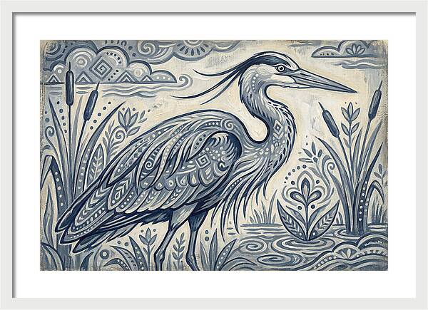 Heron In Folk Style
