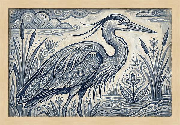 Heron In Folk Style