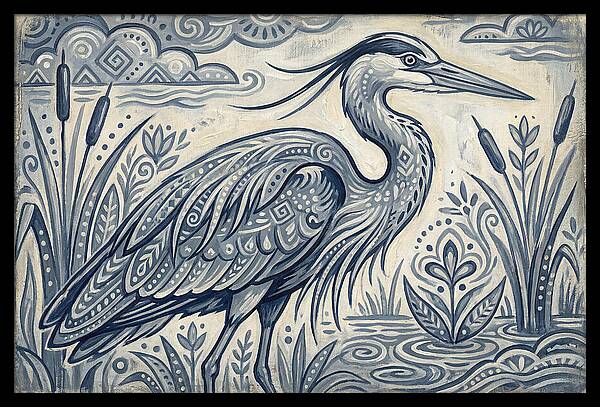 Heron In Folk Style