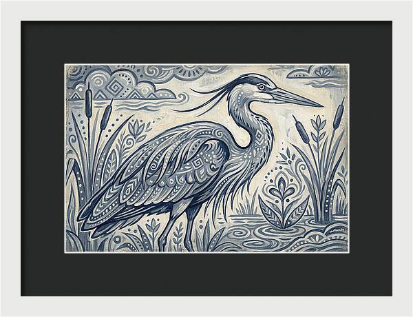 Heron In Folk Style